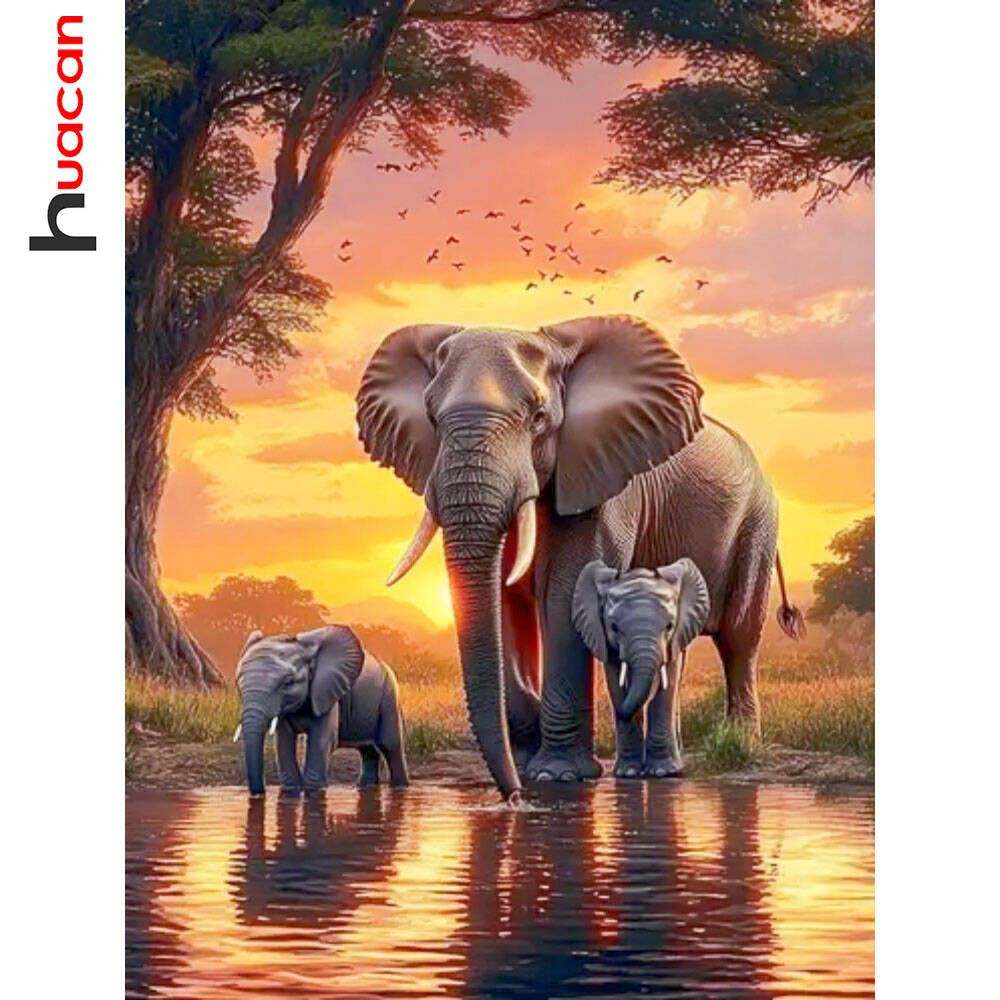 Huacan Elephant Sunset Landsca - огляд і ціна Resin Art Wallpaper