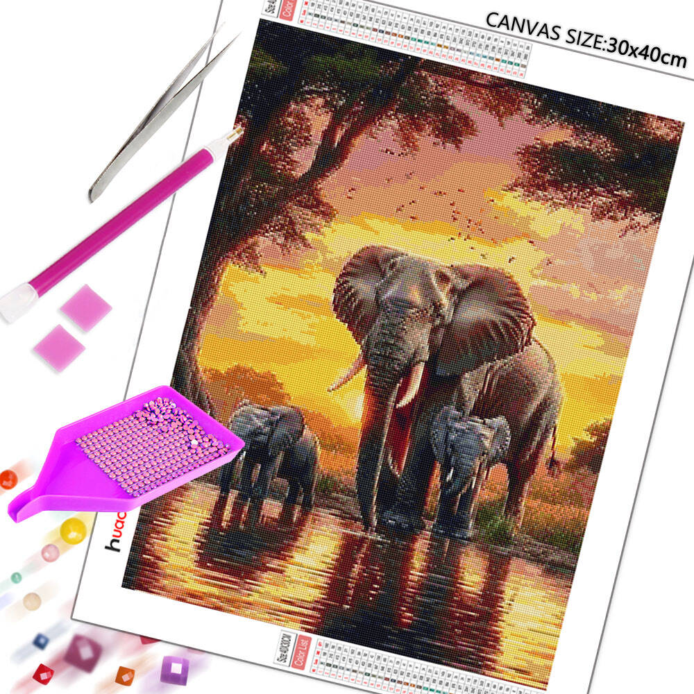 Huacan Elephant Sunset Landsca - огляд і ціна Resin Art Wallpaper